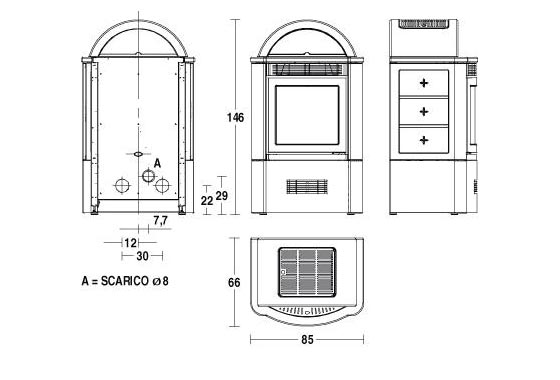 disegno tecnico delle Stufe a Pellet Stubotto ...